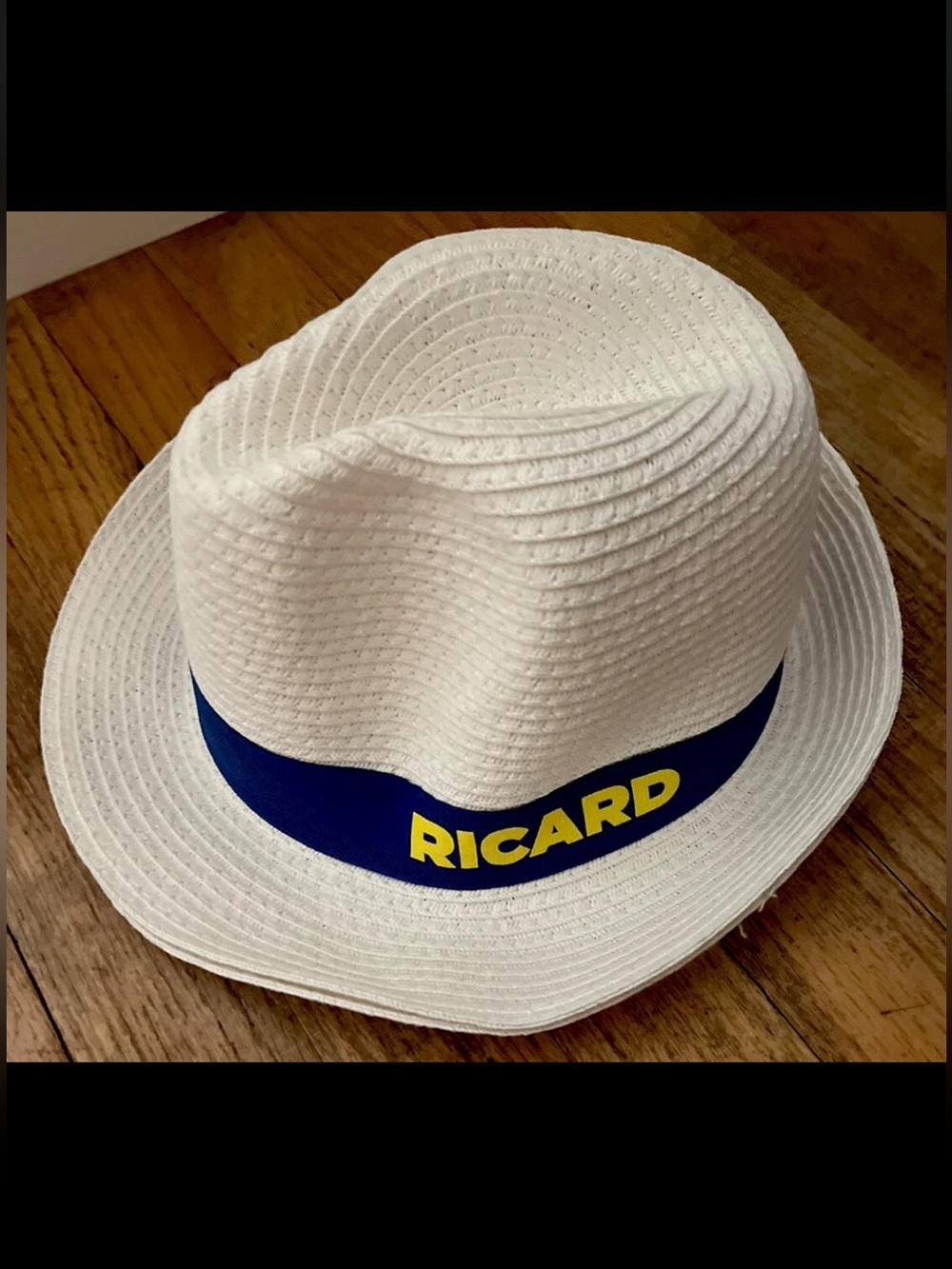 Authentic Ricard Branded White Straw Fedora
French Bastille Day